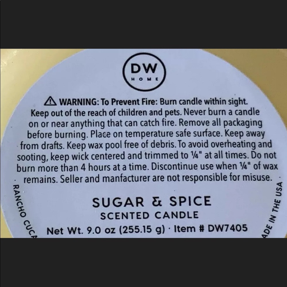DW HOME SUGAR & SPICE CANDLE RICHLY SCENTED NEW 9. Oz - Picture 3 of 3